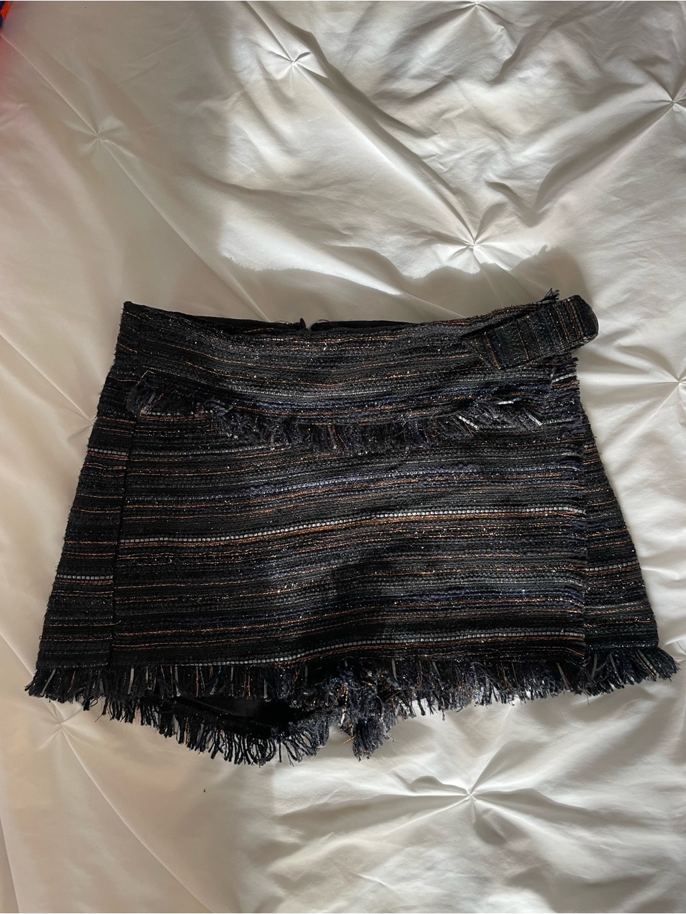 Frayed Hem Tweed-Look Women’s Skort